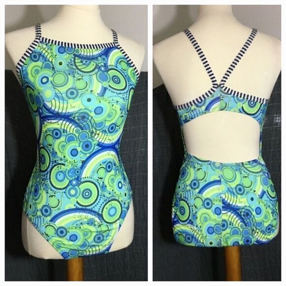 Dolfin Fun Print One Piece Girls Swimsuit Size 34 - Picture 1 of 6